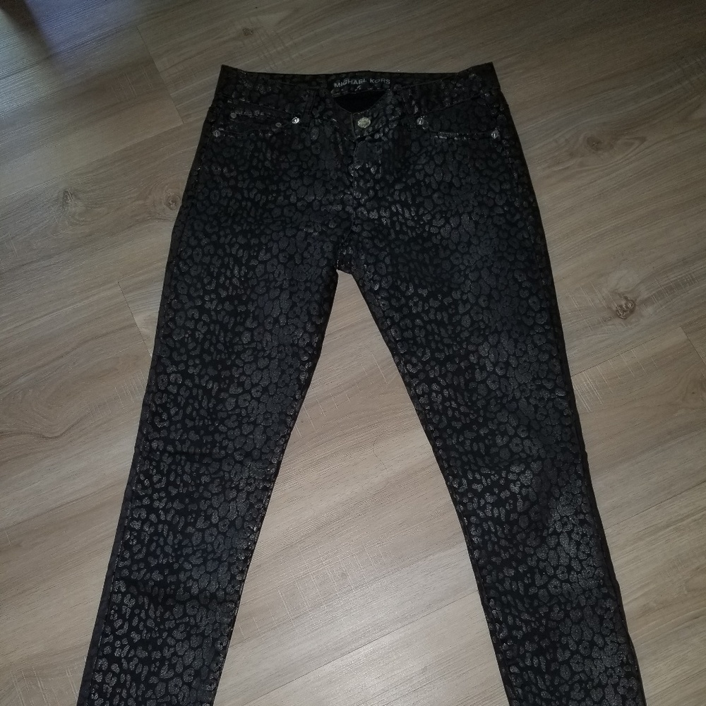 Michael Kors Black Animal Print Jeans